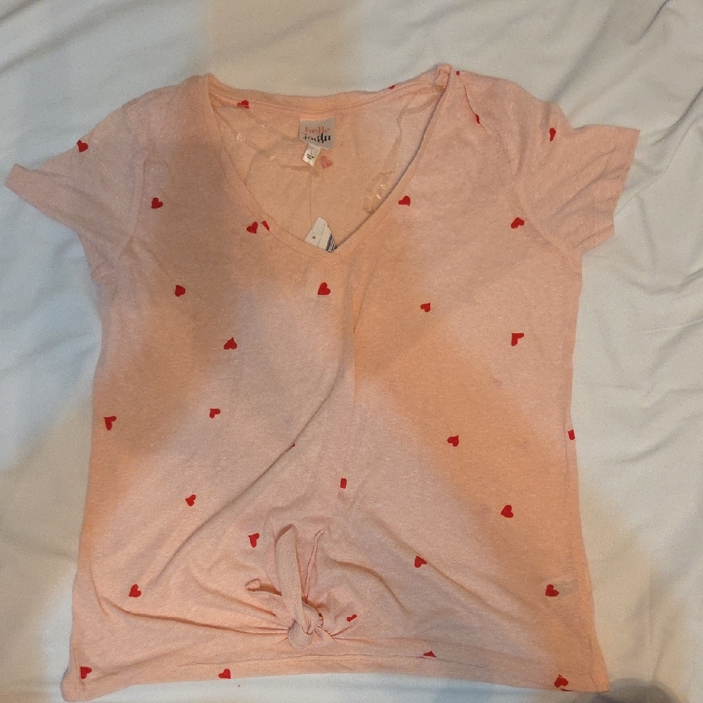 Belle Du Jour Peach Tee with Red Heart